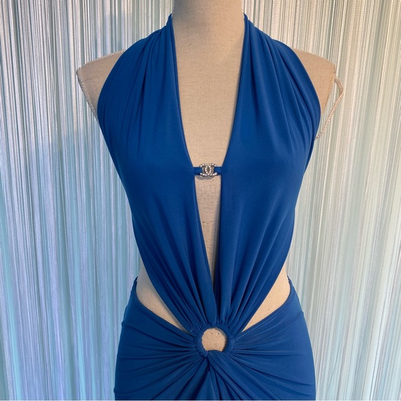 Rare Blue Cut Out Open Back Maxi Dress - Picture 1 of 16